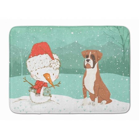Carolines Treasures Fawn Boxer & Snowman Christmas Machine Washable Memory Foam Mat CK2036RUG